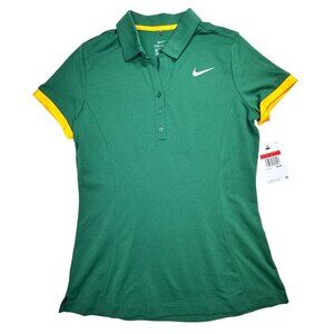 Nike Polo Shirt Womens Large Pine Green Yellow Dri-FIT Athletic Golf DX6950-302
